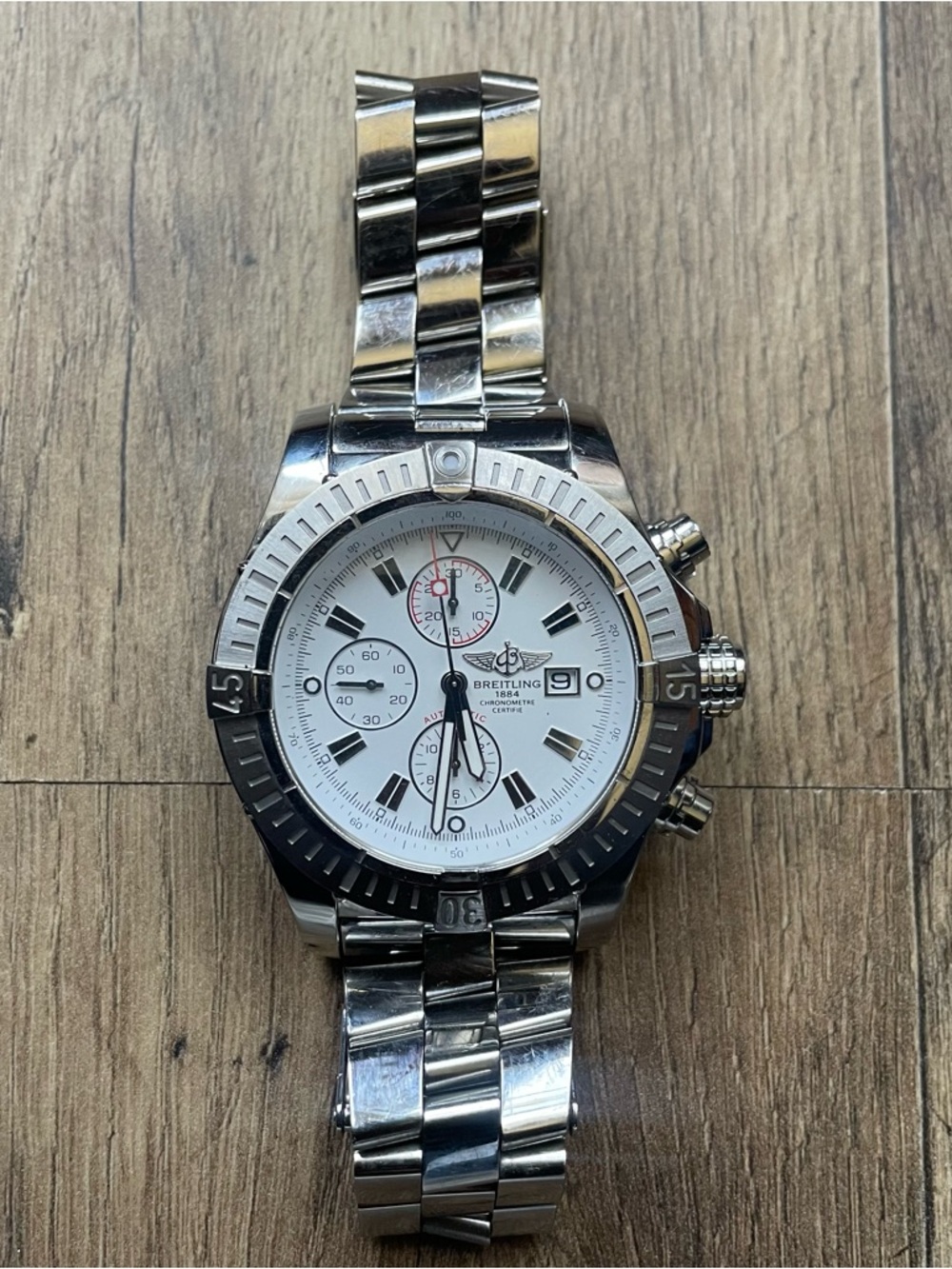 Breitling Super Avenger White Dial Automatic Stainless Steel Men's48mm - A13370